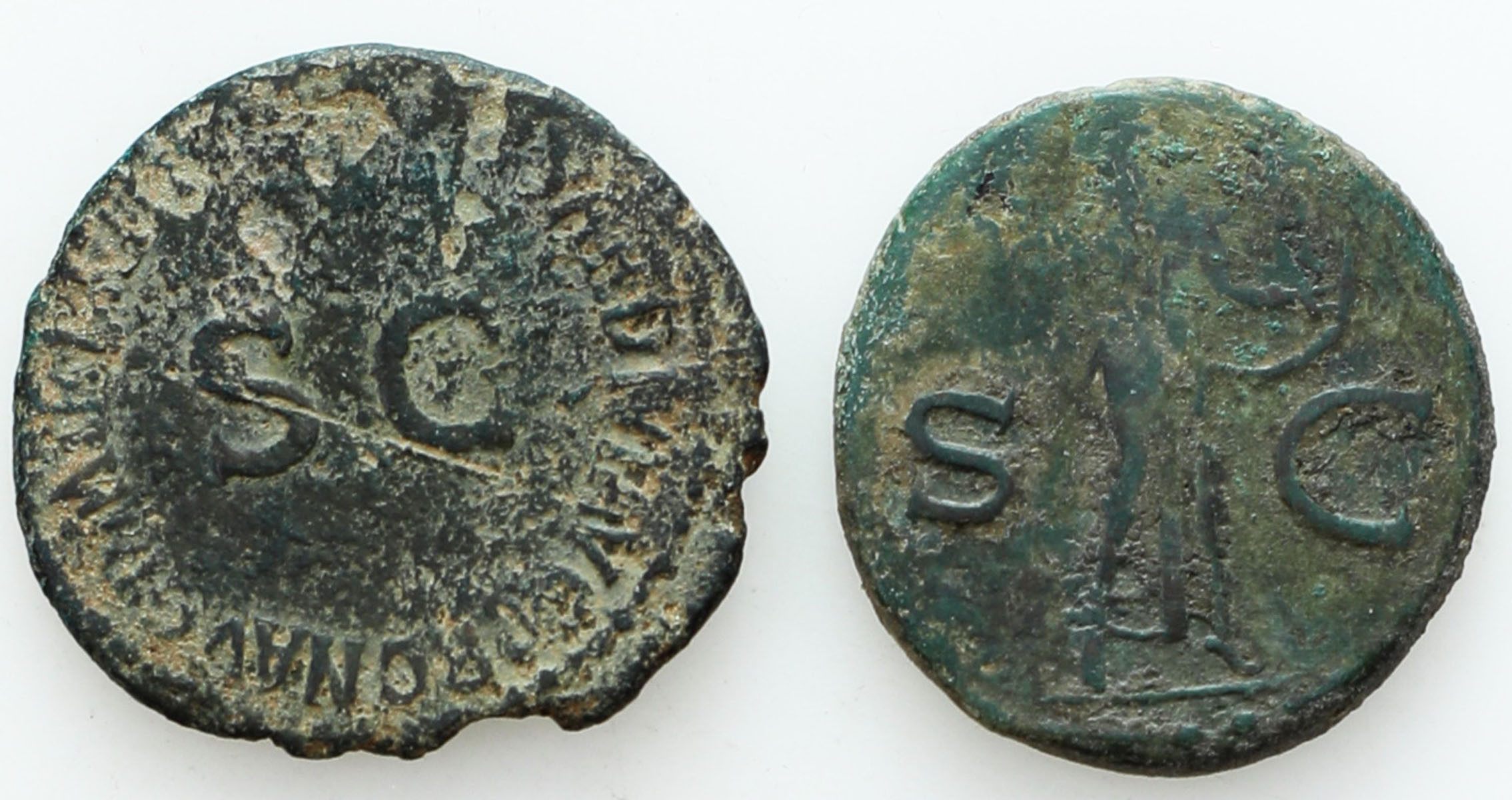 Cesarstwo Rzymskie. As, Germanik i Klaudiusz 37 – 54 n. e. – zestaw 2 sztuk